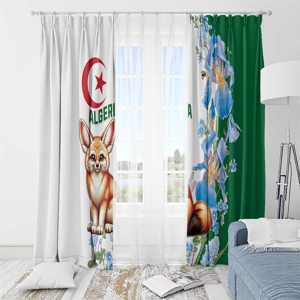 Algeria Fennec Fox Window Curtain Blue Isris Flower