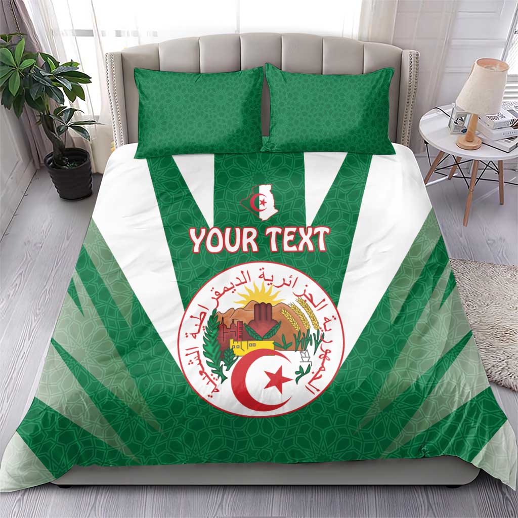 Personalised Algeria Bedding Set Coat Of Arms With Islamic Pattern