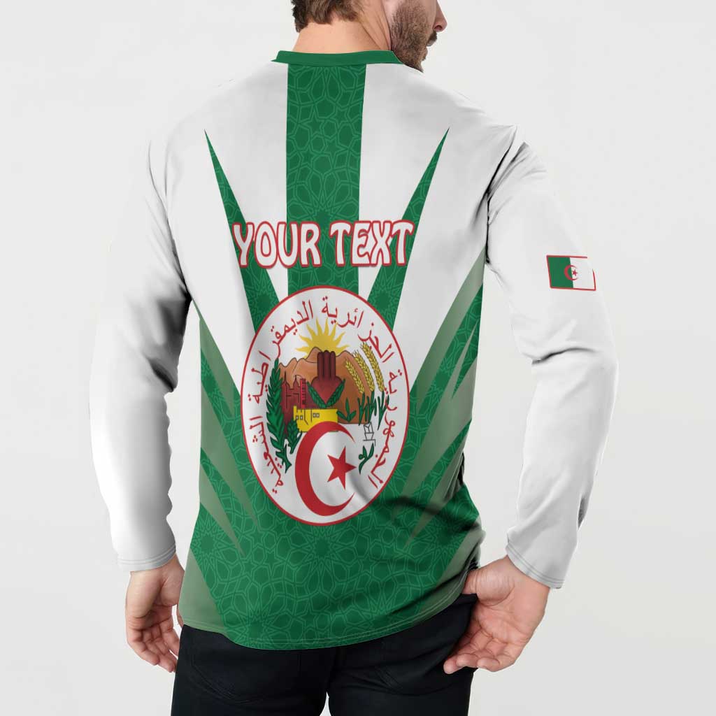 Personalised Algeria Button Sweatshirt Coat Of Arms With Islamic Pattern