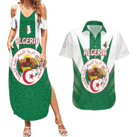 Personalised Algeria Couples Matching Summer Maxi Dress and Hawaiian Shirt Coat Of Arms With Islamic Pattern
