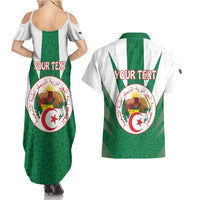 Personalised Algeria Couples Matching Summer Maxi Dress and Hawaiian Shirt Coat Of Arms With Islamic Pattern