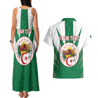 Personalised Algeria Couples Matching Tank Maxi Dress and Hawaiian Shirt Coat Of Arms With Islamic Pattern