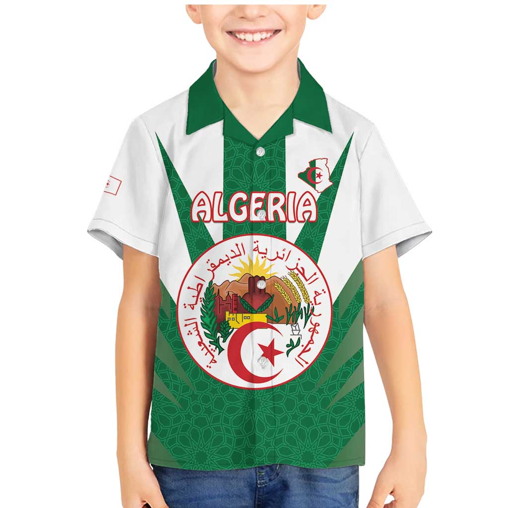 Personalised Algeria Family Matching Mermaid Dress and Hawaiian Shirt Coat Of Arms With Islamic Pattern
