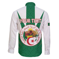 Personalised Algeria Family Matching Off The Shoulder Long Sleeve Dress and Hawaiian Shirt Coat Of Arms With Islamic Pattern