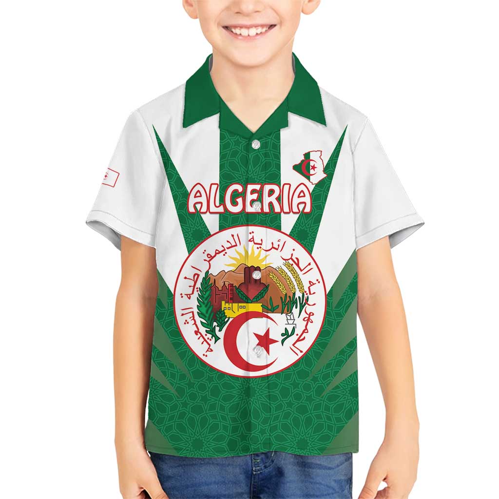 Personalised Algeria Family Matching Puletasi and Hawaiian Shirt Coat Of Arms With Islamic Pattern