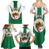 Personalised Algeria Family Matching Summer Maxi Dress and Hawaiian Shirt Coat Of Arms With Islamic Pattern