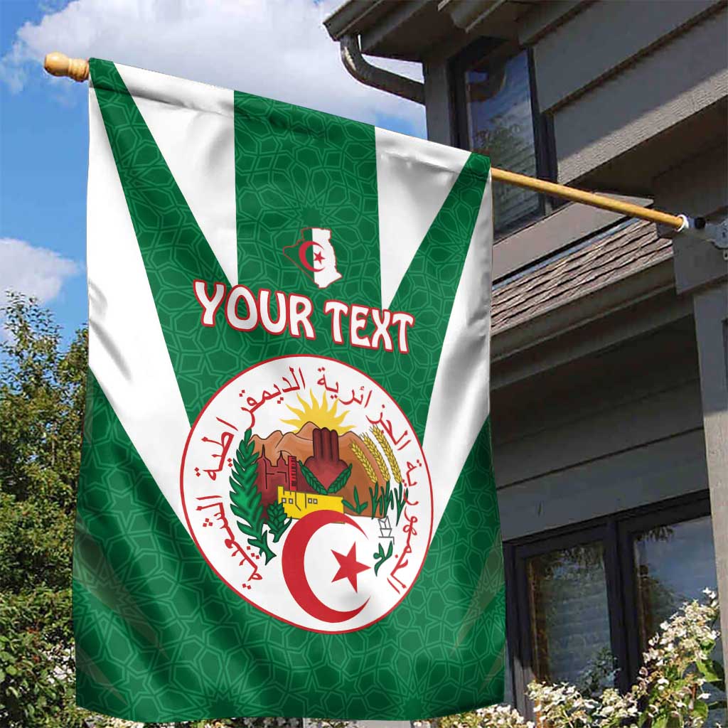 Personalised Algeria Garden Flag Coat Of Arms With Islamic Pattern