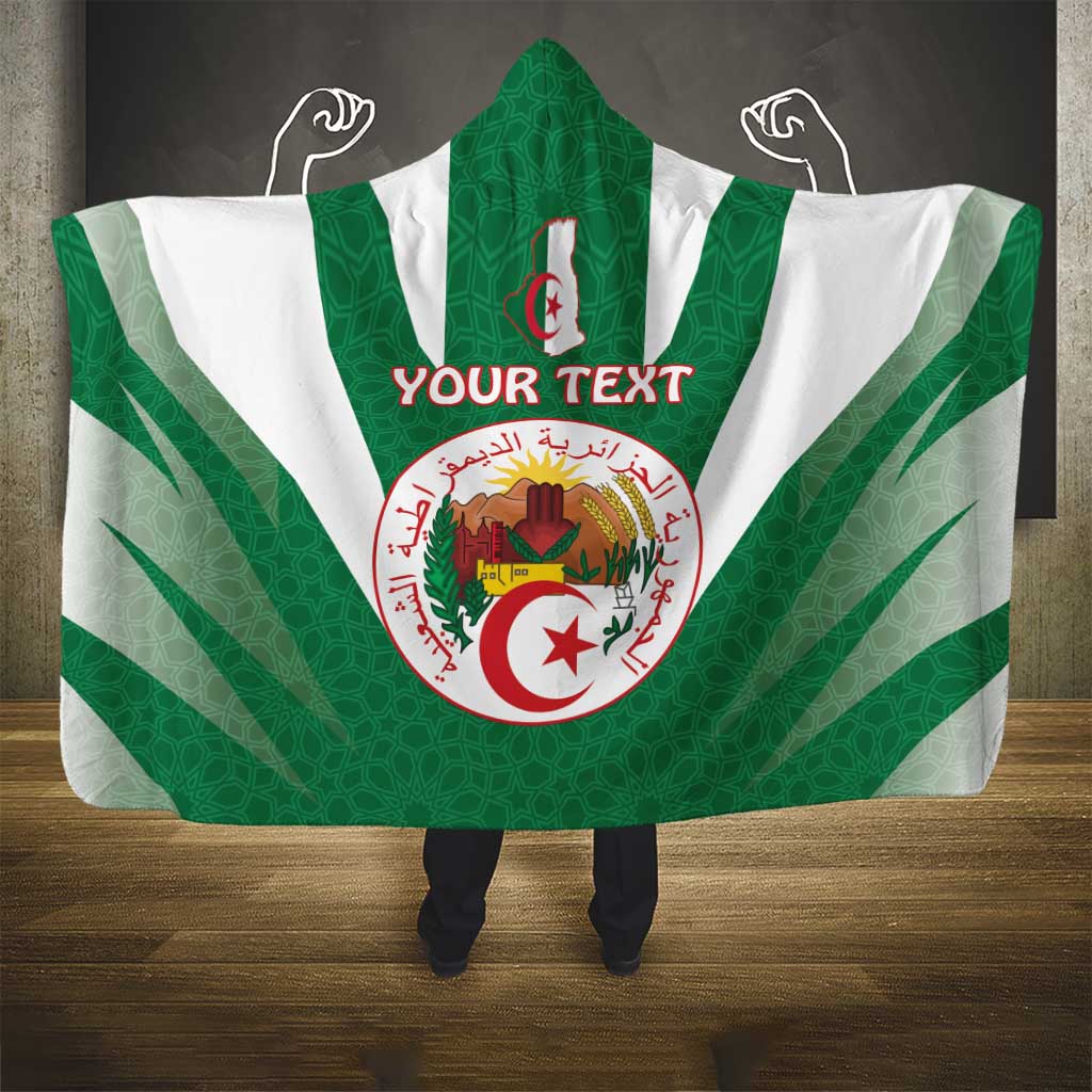 Personalised Algeria Hooded Blanket Coat Of Arms With Islamic Pattern