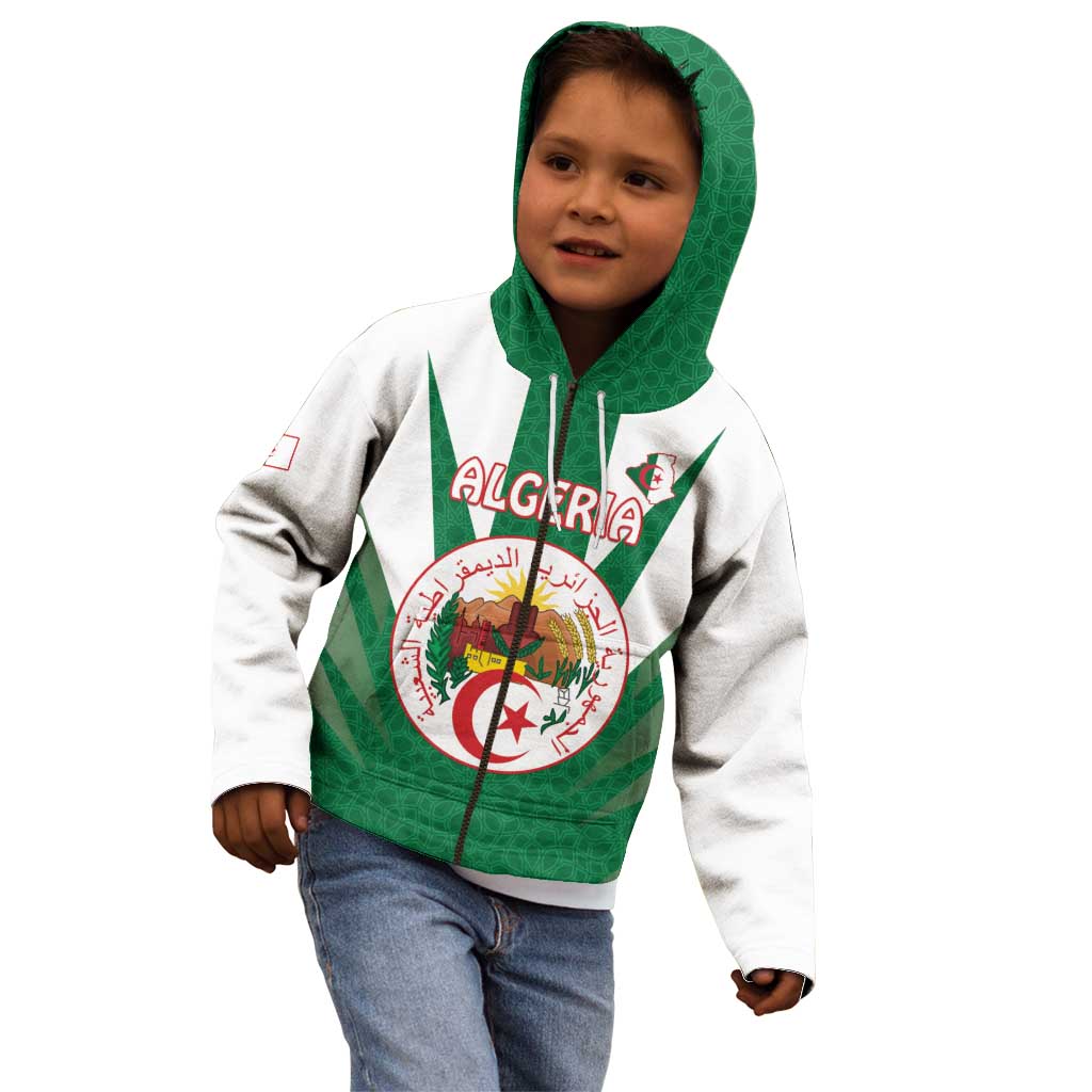 Personalised Algeria Kid Hoodie Coat Of Arms With Islamic Pattern