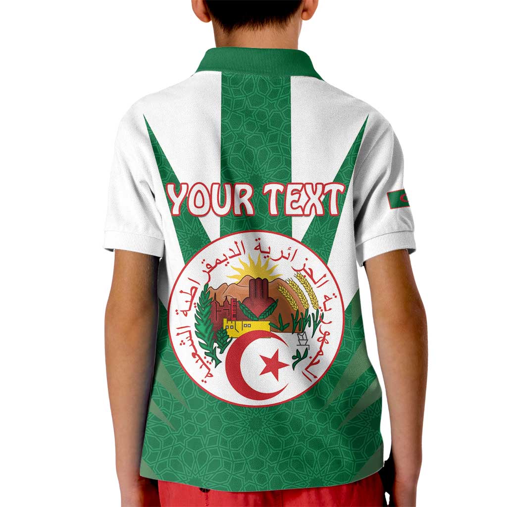 Personalised Algeria Kid Polo Shirt Coat Of Arms With Islamic Pattern