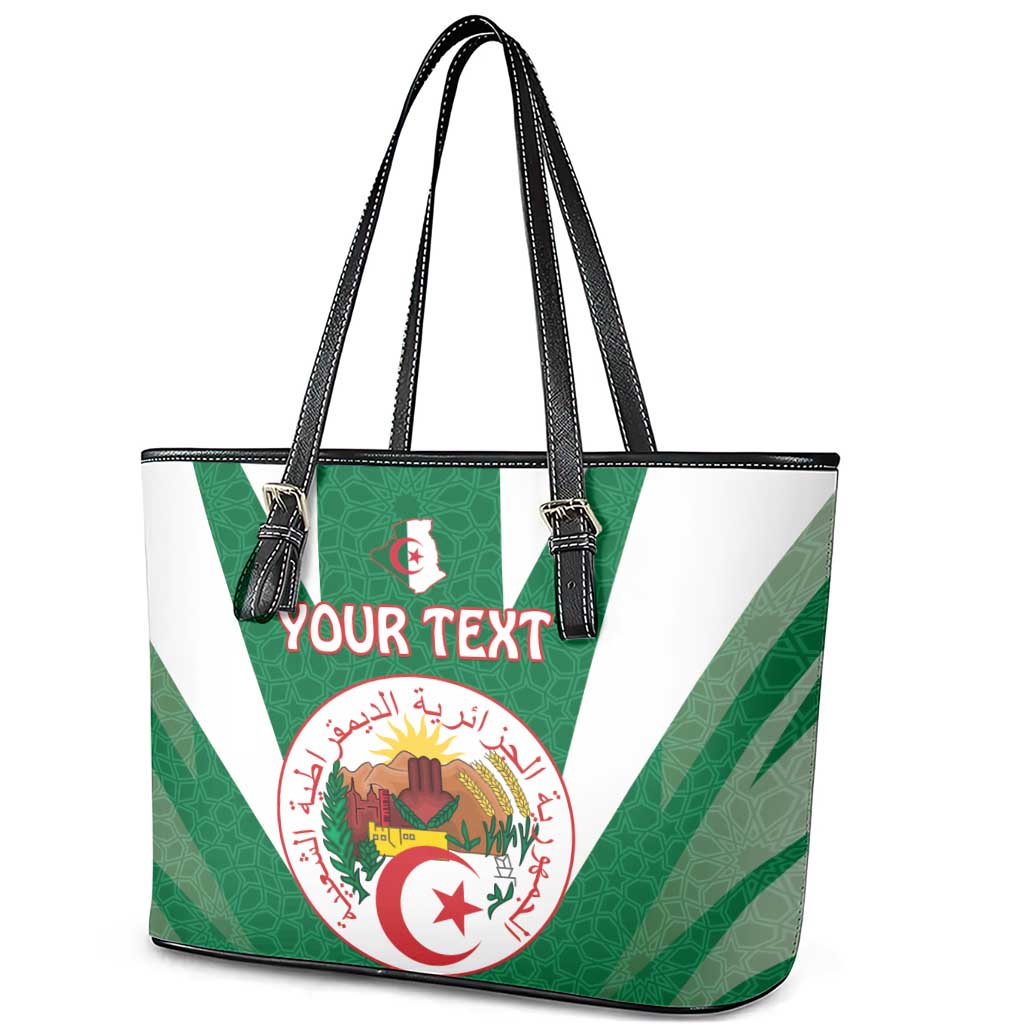 Personalised Algeria Leather Tote Bag Coat Of Arms With Islamic Pattern