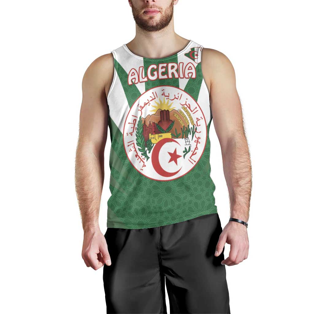 Personalised Algeria Men Tank Top Coat Of Arms With Islamic Pattern