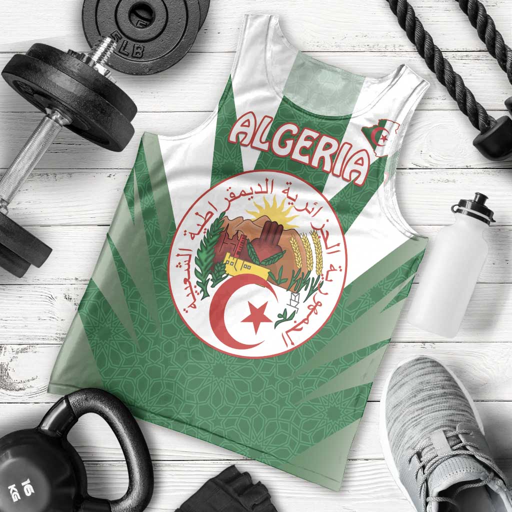 Personalised Algeria Men Tank Top Coat Of Arms With Islamic Pattern