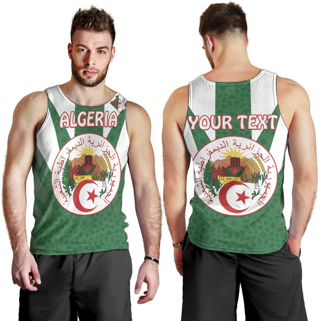 Personalised Algeria Men Tank Top Coat Of Arms With Islamic Pattern