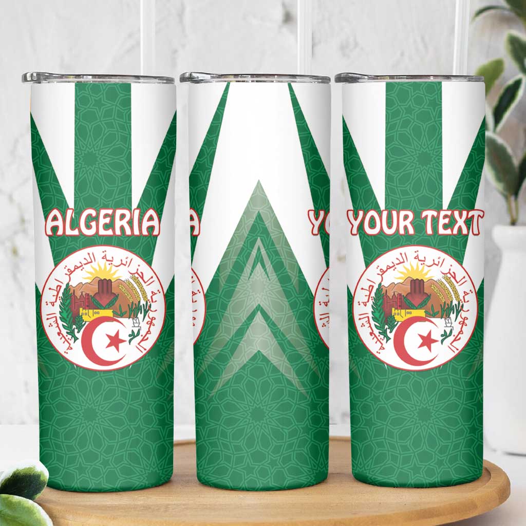 Personalised Algeria Skinny Tumbler Coat Of Arms With Islamic Pattern