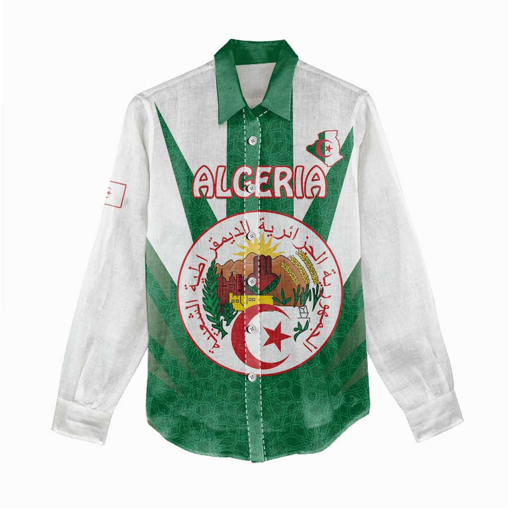Personalised Algeria Women Casual Shirt Coat Of Arms With Islamic Pattern
