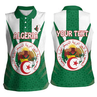 Personalised Algeria Women Sleeveless Polo Shirt Coat Of Arms With Islamic Pattern