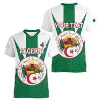 Personalised Algeria Women V-Neck T-Shirt Coat Of Arms With Islamic Pattern