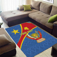 Personalised DR Congo Area Rug Coat Of Arms African Pattern