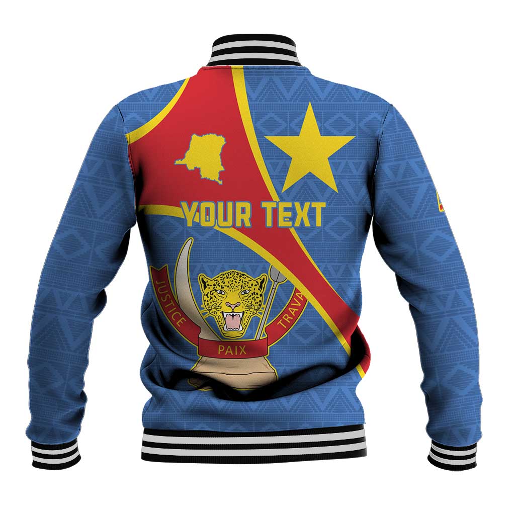Personalised DR Congo Baseball Jacket Coat Of Arms African Pattern