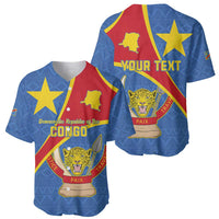Personalised DR Congo Baseball Jersey Coat Of Arms African Pattern