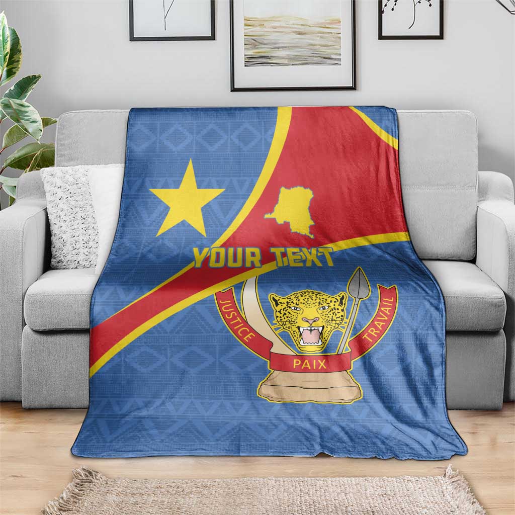 Personalised DR Congo Blanket Coat Of Arms African Pattern