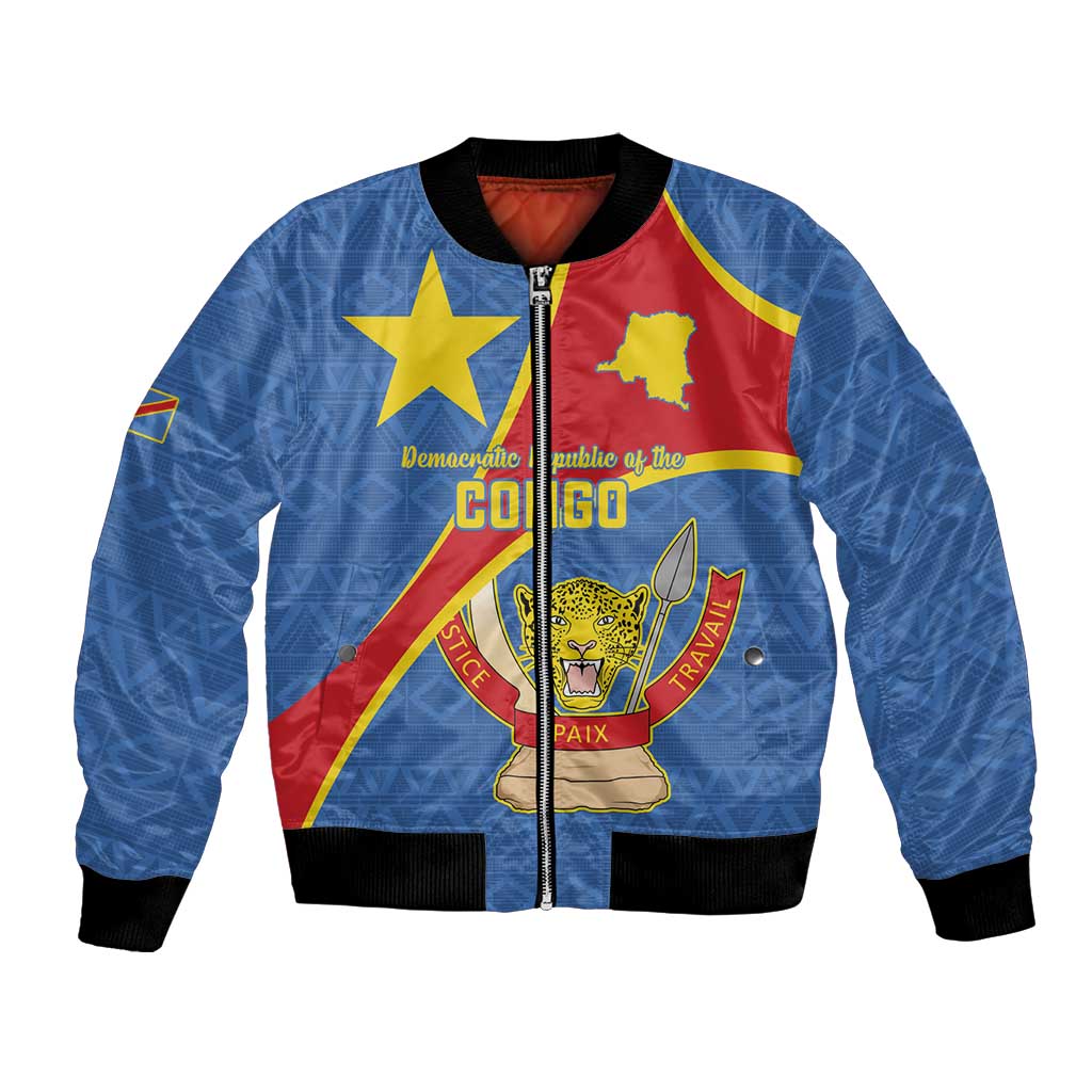Personalised DR Congo Bomber Jacket Coat Of Arms African Pattern