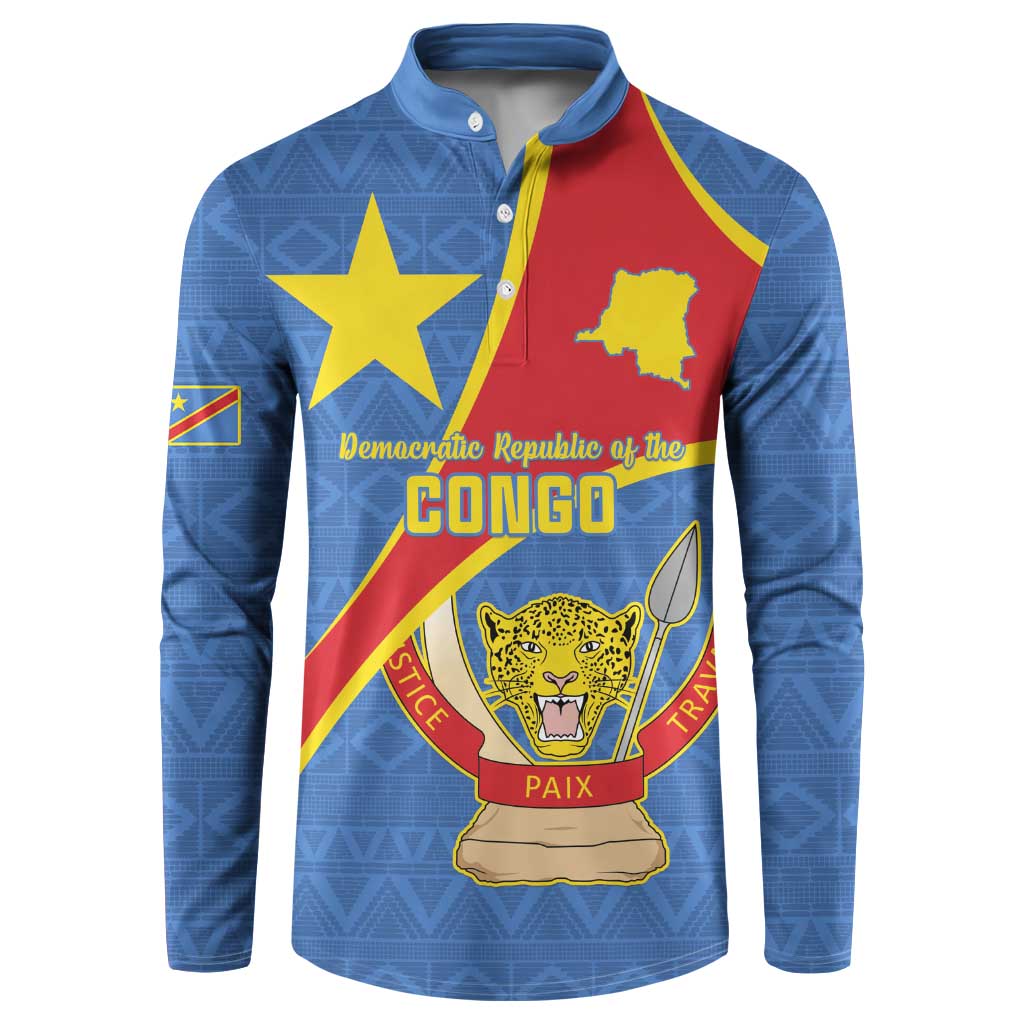 Personalised DR Congo Button Sweatshirt Coat Of Arms African Pattern