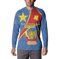Personalised DR Congo Button Sweatshirt Coat Of Arms African Pattern