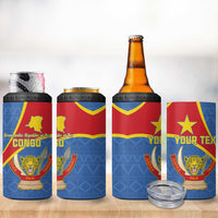 Personalised DR Congo 4 in 1 Can Cooler Tumbler Coat Of Arms African Pattern