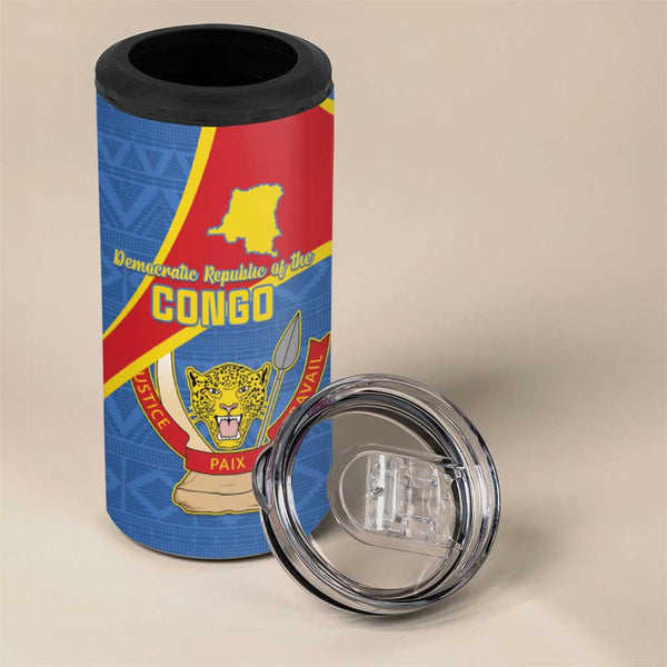 Personalized Republique du Congo Tumbler With Handle Coat Of Arms African Pattern LT15 main image 1