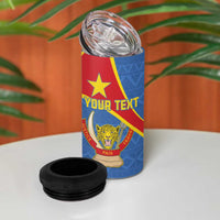 Personalised DR Congo 4 in 1 Can Cooler Tumbler Coat Of Arms African Pattern