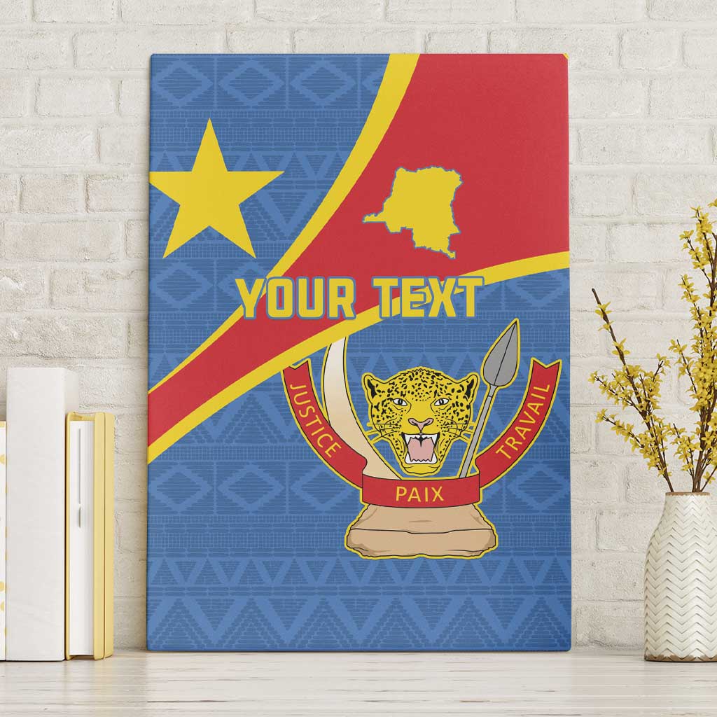 Personalised DR Congo Canvas Wall Art Coat Of Arms African Pattern