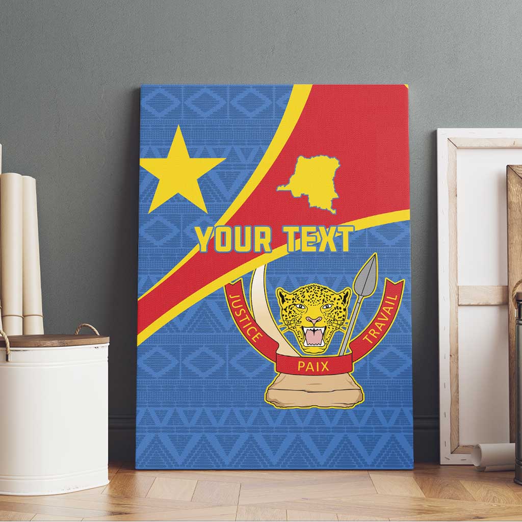 Personalised DR Congo Canvas Wall Art Coat Of Arms African Pattern