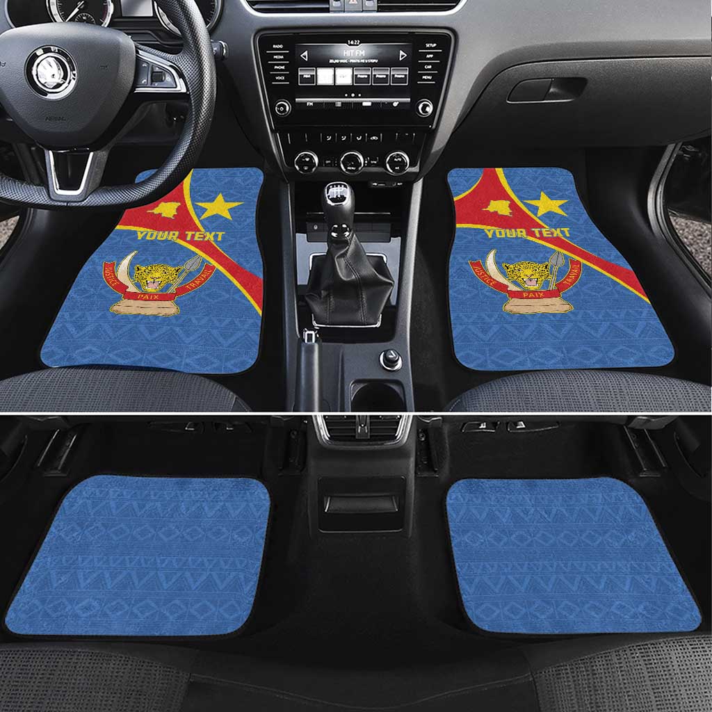 Personalised DR Congo Car Mats Coat Of Arms African Pattern
