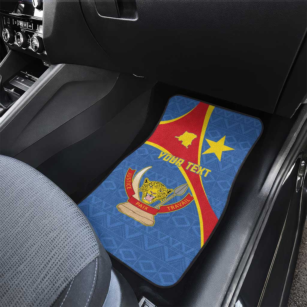 Personalised DR Congo Car Mats Coat Of Arms African Pattern