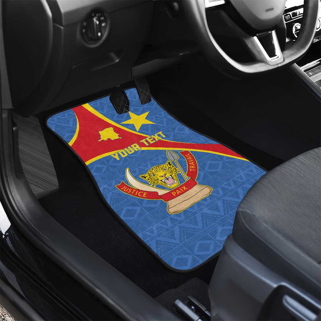 Personalised DR Congo Car Mats Coat Of Arms African Pattern