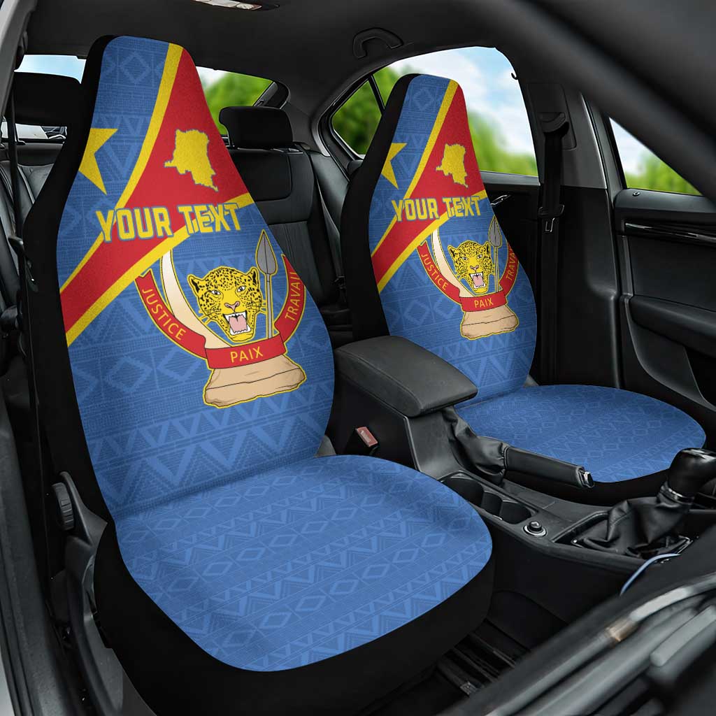 Personalised DR Congo Car Seat Cover Coat Of Arms African Pattern