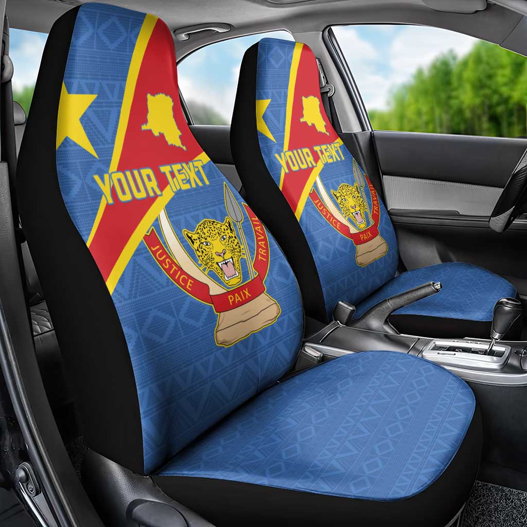 Personalised DR Congo Car Seat Cover Coat Of Arms African Pattern