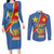 Personalised DR Congo Couples Matching Long Sleeve Bodycon Dress and Long Sleeve Button Shirt Coat Of Arms African Pattern
