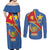 Personalised DR Congo Couples Matching Off Shoulder Maxi Dress and Long Sleeve Button Shirt Coat Of Arms African Pattern