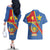 Personalised DR Congo Couples Matching Off The Shoulder Long Sleeve Dress and Hawaiian Shirt Coat Of Arms African Pattern