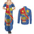 Personalised DR Congo Couples Matching Summer Maxi Dress and Long Sleeve Button Shirt Coat Of Arms African Pattern