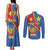 Personalised DR Congo Couples Matching Tank Maxi Dress and Long Sleeve Button Shirt Coat Of Arms African Pattern