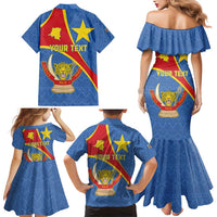 Personalised DR Congo Family Matching Mermaid Dress and Hawaiian Shirt Coat Of Arms African Pattern