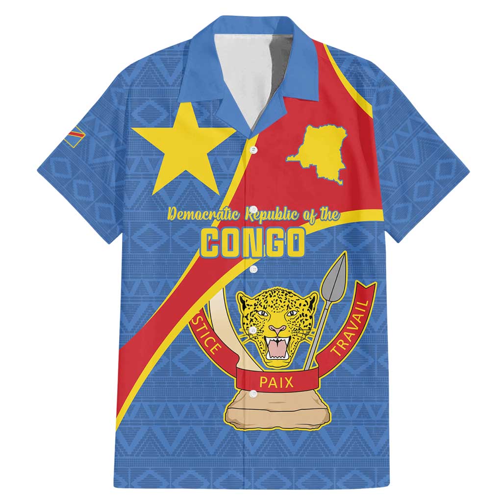Personalised DR Congo Family Matching Mermaid Dress and Hawaiian Shirt Coat Of Arms African Pattern