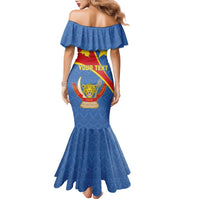 Personalised DR Congo Family Matching Mermaid Dress and Hawaiian Shirt Coat Of Arms African Pattern
