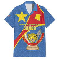Personalised DR Congo Family Matching Off The Shoulder Long Sleeve Dress and Hawaiian Shirt Coat Of Arms African Pattern