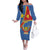 Personalised DR Congo Family Matching Off The Shoulder Long Sleeve Dress and Hawaiian Shirt Coat Of Arms African Pattern