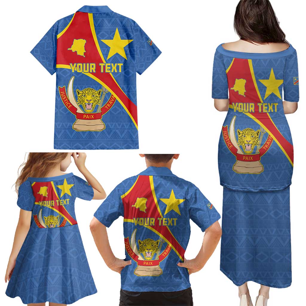 Personalised DR Congo Family Matching Puletasi and Hawaiian Shirt Coat Of Arms African Pattern